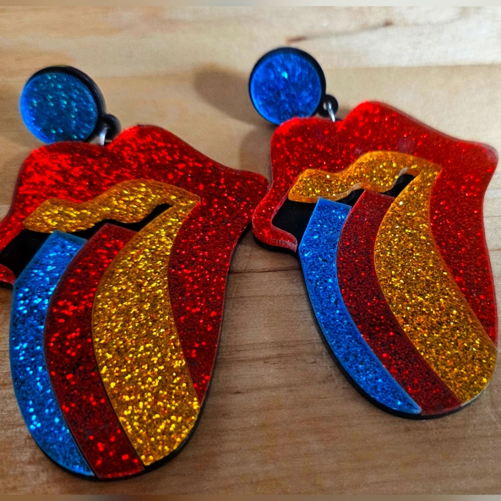 Colorful Glitter Tongue Earrings